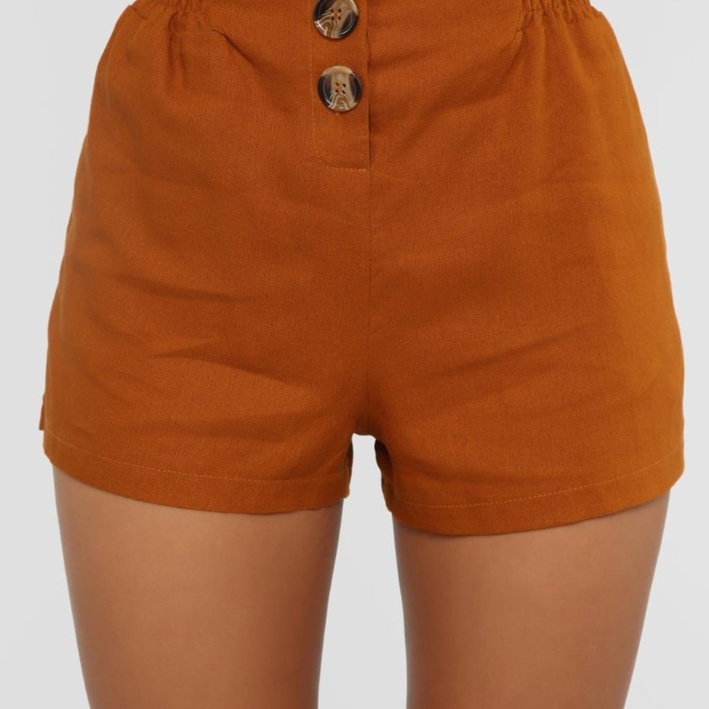 Rust High Rise Button Shorts! - Picture 6 of 6